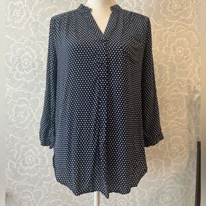 Market & Spruce Navy polka dot tunic blouse - Sz L